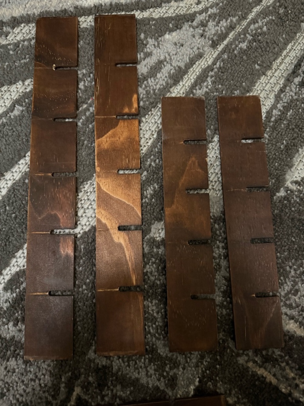Rustic Brown and White Grid Wall Shelf Display - Picture 3 of 3